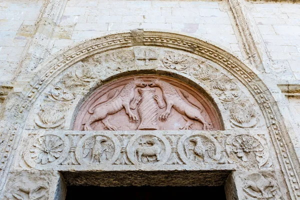 Ornate Facade Duomo Cathedral San Rufino Assisi Umbria Italy Europe — Foto Stock