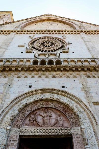 Ornate Facade Duomo Cathedral San Rufino Assisi Umbria Italy Europe —  Fotos de Stock