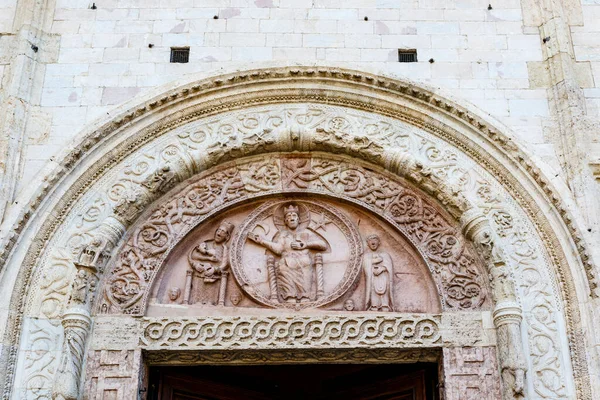 Ornate Facade Duomo Cathedral San Rufino Assisi Umbria Italy Europe — стоковое фото