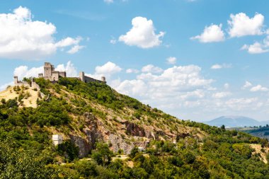 View at fortress Rocca Maggiore, a castle which dominated, for more than eight hundred years, the citadel of Assisi, Umbria, Italy, Europe