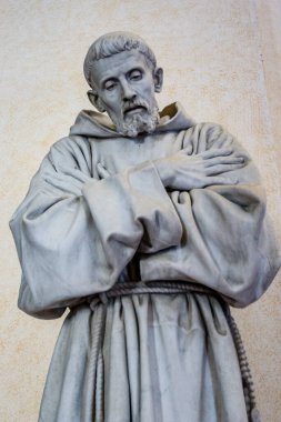 Marble statue of St. Francis of Assisi, Duomo of Assisi, Umbria, Italy, Europe
