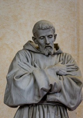 Marble statue of St. Francis of Assisi, Duomo of Assisi, Umbria, Italy, Europe