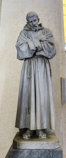 Marble Statue Francis Assisi Duomo Assisi Umbria Italy Europe — Φωτογραφία Αρχείου
