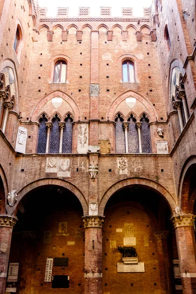 Interior Courtyard City Hall Italian Palazzo Comunale Palazzo Pubblico Siena — Stockfoto