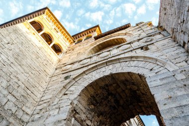 The Etruscan Arch or Arch of Augustus or Augustus Gate (with Augusta Perusia written on the facade) is one of eight gates in the Etruscan wall of Perusia, known today as Perugia in Umbria, Italy, Europe.