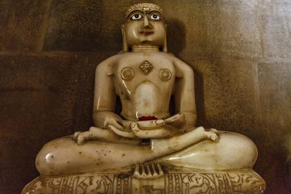 Marble Jina Statue Jain Temple Ranakpur Rajasthan India Asia — Stok fotoğraf