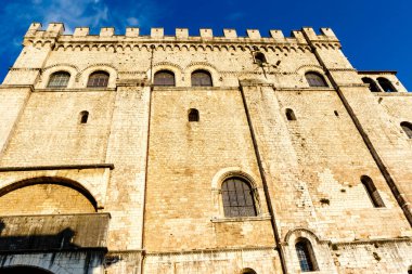 Exterior of the medieval Palazzo dei Consoli palace in Gubbio, Umbria, Italy, Europe