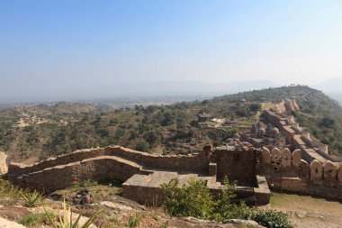 Panoramic view at the wall and surroundings of Kumbhalgarh Fort, Rajasthan, India, Asia