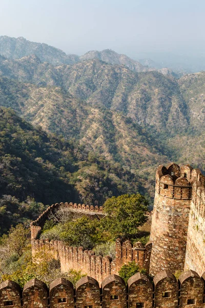 Panoramic View Wall Surroundings Kumbhalgarh Fort Rajasthan India Asia — Photo