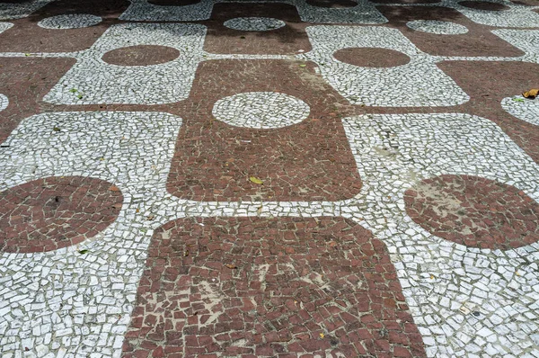 Вінтажний Коричневий Білий Візерунок Тротуару Сантосі Бразилія Південна Америка — стокове фото