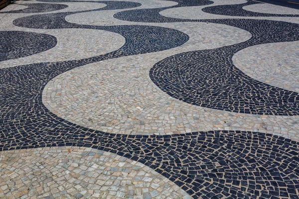 Padrão Preto Branco Famosa Calçada Copacabana Rio Janeiro Brasil América — Fotografia de Stock