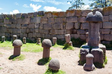 Giant stone penis fertility temple Chucuito, Puno, Lake Titicaca, Peru, South America