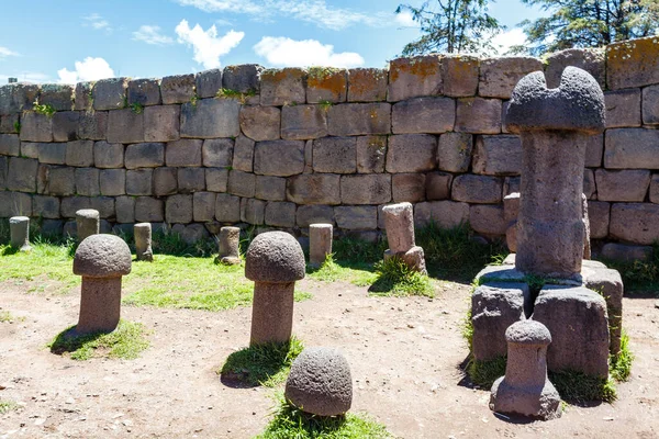 Giant Stone Penis Fertility Temple Chucuito Puno Lake Titicaca Peru — Zdjęcie stockowe