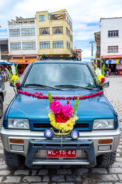 Błogosławieństwa Samochodów Bazylice Matki Bożej Copacabana Copacabana Boliwia Ameryka Południowa — Zdjęcie stockowe