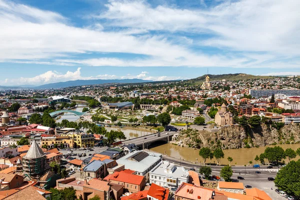 Panorama Utsikt Över Den Historiska Stadskärnan Tbilisi Georgien Europa — Stockfoto