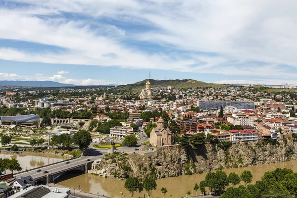 Panorama Utsikt Över Den Historiska Stadskärnan Tbilisi Georgien Europa — Stockfoto