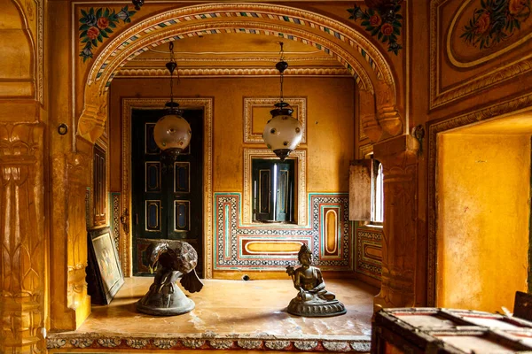 Ricco Interno Decorato Vecchio Haveli Madawa Rajasthan India Asia — Foto Stock