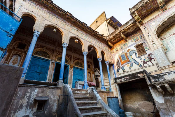 Fasada Słoniem Mural Starego Haveli Mandawa Rajasthan Indie Azja — Zdjęcie stockowe