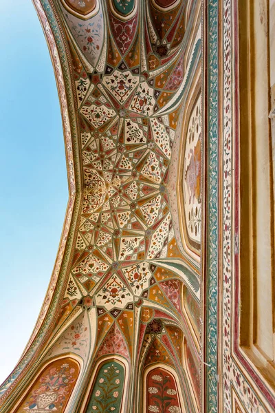 Rico Exterior Decorado Amber Fort Jaipur Rajasthan Índia Ásia — Fotografia de Stock