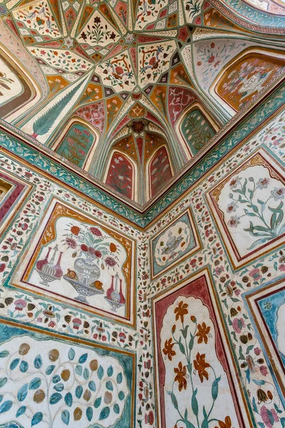 Gazdag Díszített Külső Amber Fort Jaipur Rajasthan India Ázsia — Stock Fotó