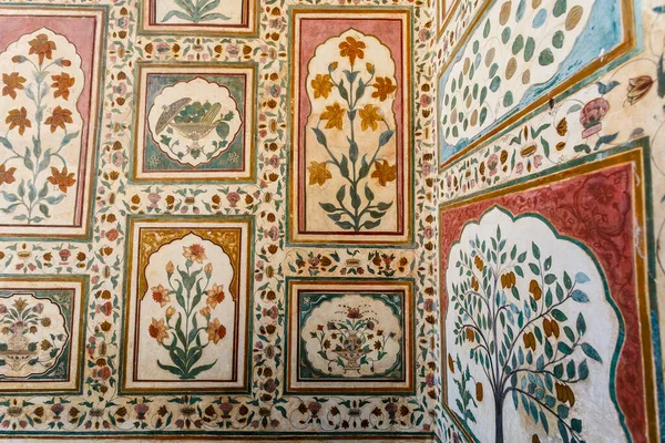 Rico Exterior Decorado Amber Fort Jaipur Rajastán India Asia — Foto de Stock