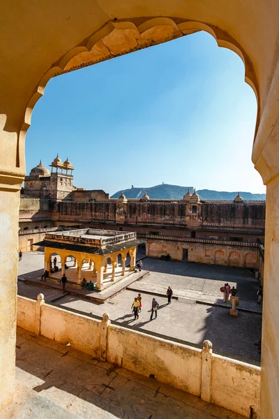 Pátio Amber Fort Jaipur Rajasthan Índia Ásia — Fotografia de Stock