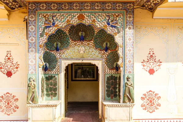 Puerta Del Pavo Real Palacio Ciudad Jaipur Rajastán India Asia — Foto de Stock