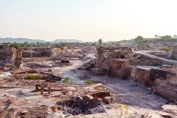 Stone Quarry Red Stones Rajasthan India Asia — Stock Photo, Image