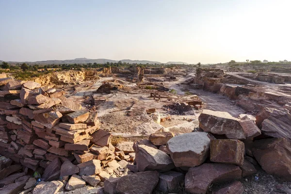 Stone Quarry Red Stones Rajasthan India Asia — Stock Photo, Image