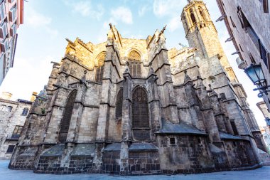 Barcelona Katedrali 'nin dışı Eski Gotik Mahallesi, Katalonya, İspanya, Avrupa