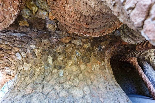 Arcade Roccia Parc Guell Progettato Antoni Gaudi Barcellona Catalogna Spagna — Foto Stock