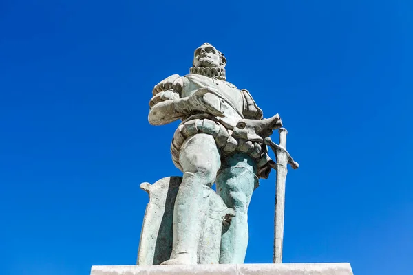 Colonial male sculpture with a historical figure in the center of Salta, Argentina, South America