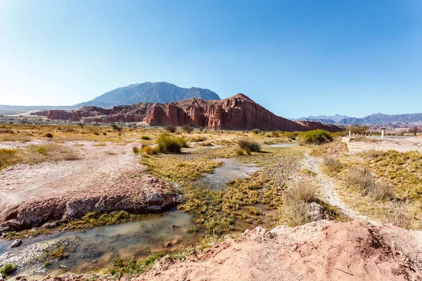 Widok Zamki Los Castillos Skały Quebrada Cafayate Salta Argentyna Ameryka — Zdjęcie stockowe