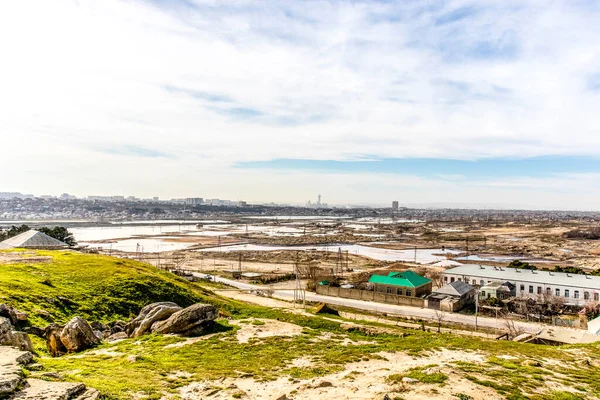 Vista Para Campos Petróleo Nos Arredores Baku Azerbeijão Europa — Fotografia de Stock