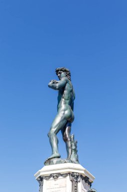 Michelangelo 'nun Davut' unun bronz kopyası Floransa, İtalya, Avrupa 'daki Michelangelo meydanında