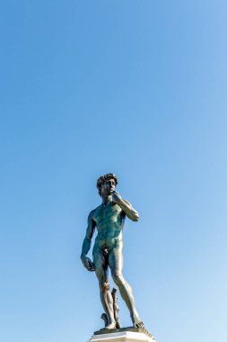 Michelangelo 'nun Davut' unun bronz kopyası Floransa, İtalya, Avrupa 'daki Michelangelo meydanında