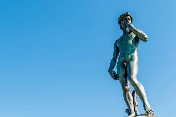 Bronzová Replika Michelangelova Davida Michelangelově Náměstí Florencii Itálie Evropa — Stock fotografie