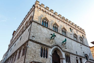 Palazzo dei Priori 'nin ya da Comunale, Perugia, Umbria, İtalya, Avrupa' nın dışında.