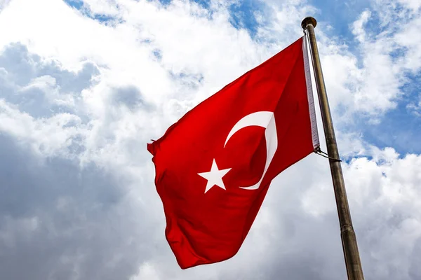 Turkish Flag Blue Sky Clouds Turkey Europe — Stock Photo, Image