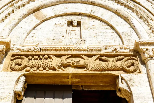 Exterior Collegiata San Quirico San Giulietta Church San Quirico Orcia — Stock Photo, Image