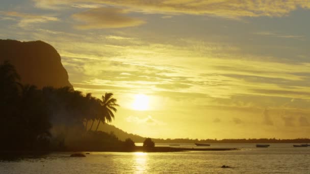 Solnedgång vid stranden i La Gaulette Mauritius — Stockvideo