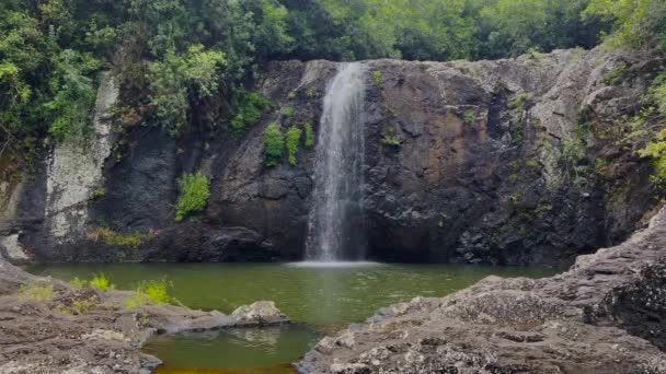 Enjoy a nice relaxing day by this beautiful scenic mountain waterfall. — 图库视频影像