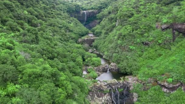 Aerial view of the gorge-Mauritius near the river gorge National Park — 图库视频影像