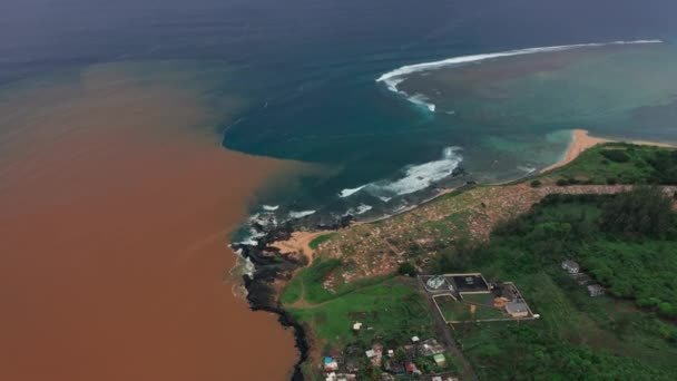 Aerial view orange rive. An industrial copper mine pollutes the environment. The soil is contaminated with heavy metals from industrial plants. — 图库视频影像