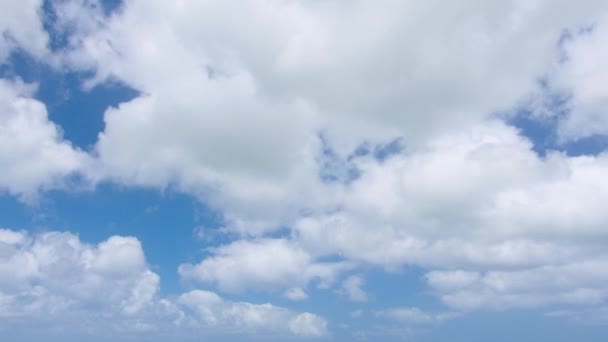 6K zaman atlaması, güzel hareketler mavi gökyüzü arka planında beyaz bulutlar. Görüntüler kabarık beyaz bulutlar mavi gökyüzü. — Stok video