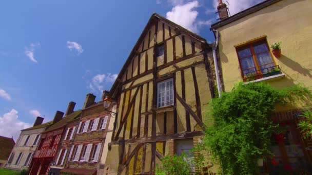 Casa Histórica Francesa Casas Medievais Normandia França História Tradições Francesas — Vídeo de Stock