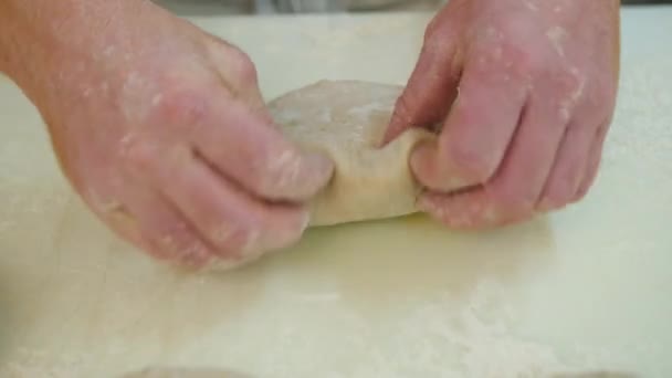 Masa Para Amasar Baker Preparando Masa Para Pan Fabricación Productos — Vídeo de stock