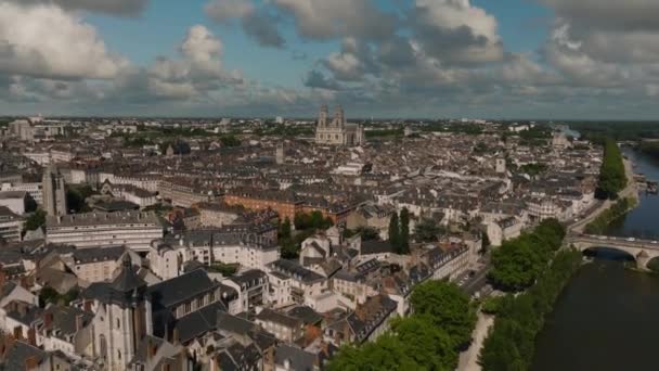 Summer Day France Aerial View Sainte Croix Cathedral Orleans France — ストック動画