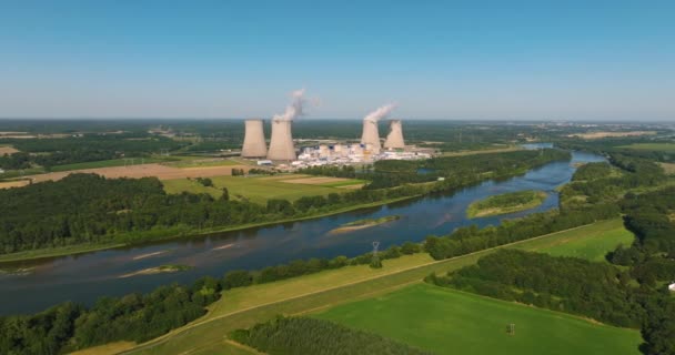 Aerial View Nuclear Power Plant France Atomic Power Stations Very — 图库视频影像