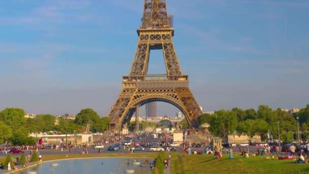 Paris France July 2022 Eiffel Tower Sunset Summer Most Popular — Stock video